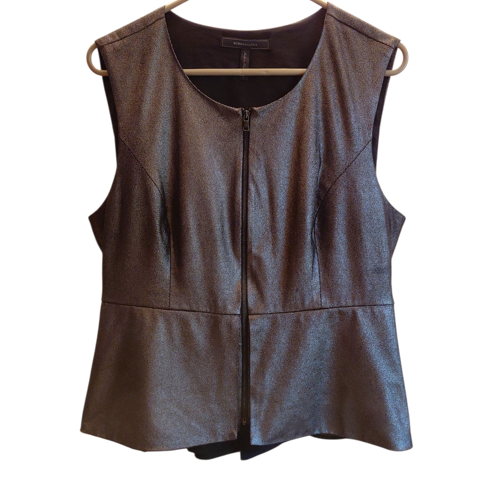 BCBGMaxAzria Sz.L Polyester and Elastic Shimmering Black Sleeveless Vest